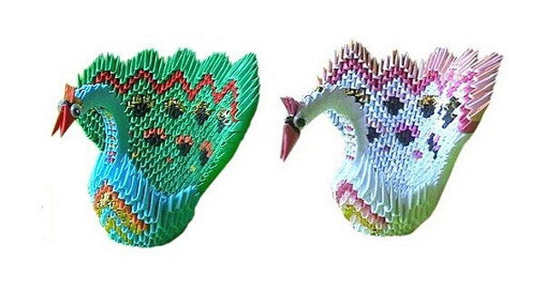 Kök ve yaprak, klasik origami tekniği kullanılarak sıradan renkli kağıtlardan oluşturulur